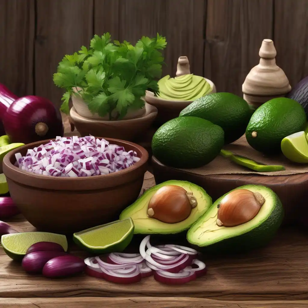  Ingredients for spicy guacamole preparation.