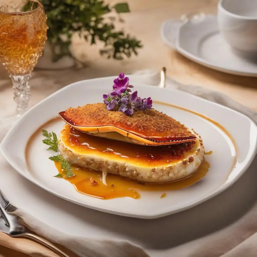  Crab brulee with a caramelized sugar crust