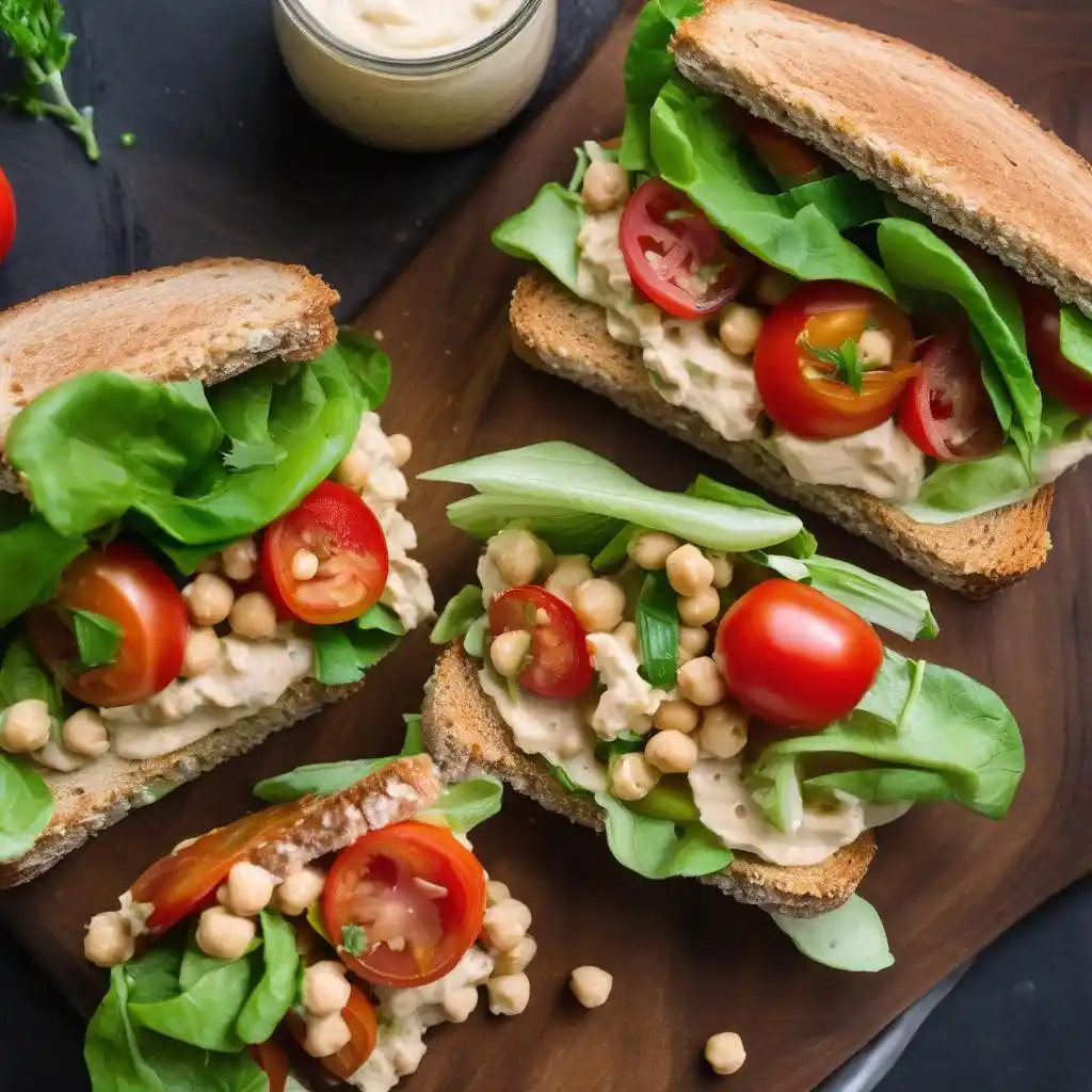 Chickpea salad sandwich made with vegan gluten-free ingredients.