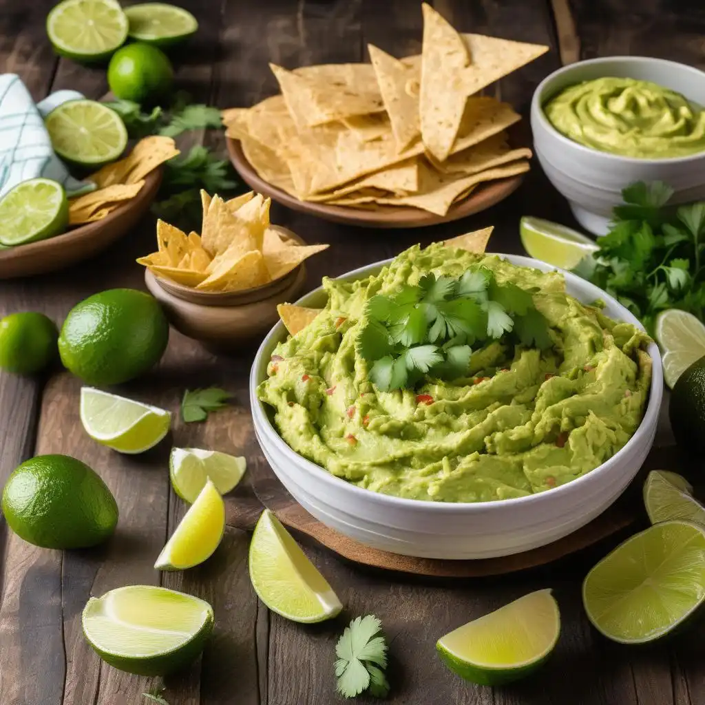 4 Ingredient Guacamole in a bowl with tortilla chips