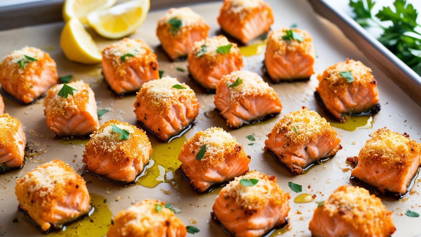 "Delicious Salmon Bites, healthy seafood snacks"