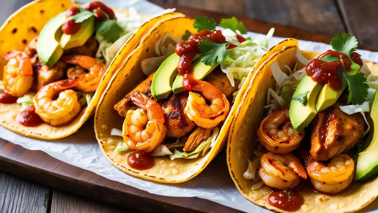 Spicy Chicken and Shrimp Tacos