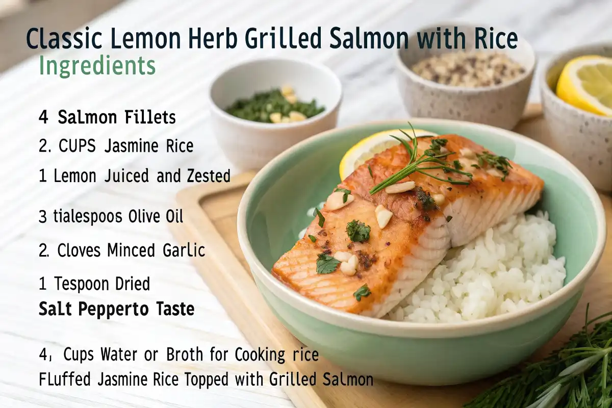 Classic Lemon Herb Grilled Salmon with Rice