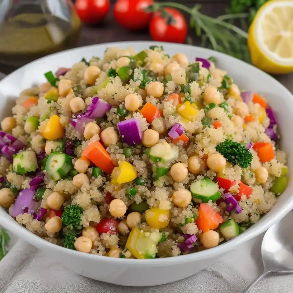 Colorful quinoa salad with fresh vegetables and herbs gluten-free