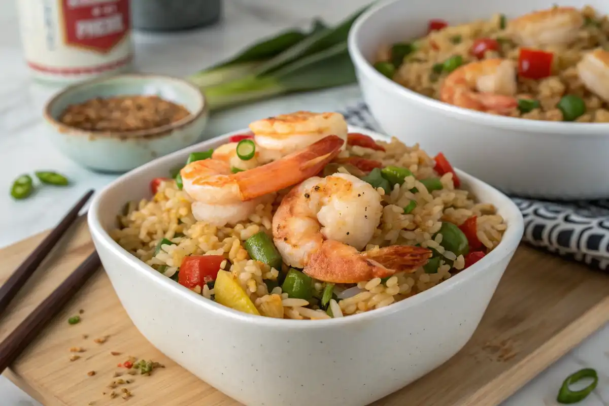 Spicy Shrimp Fried Rice with colorful vegetables