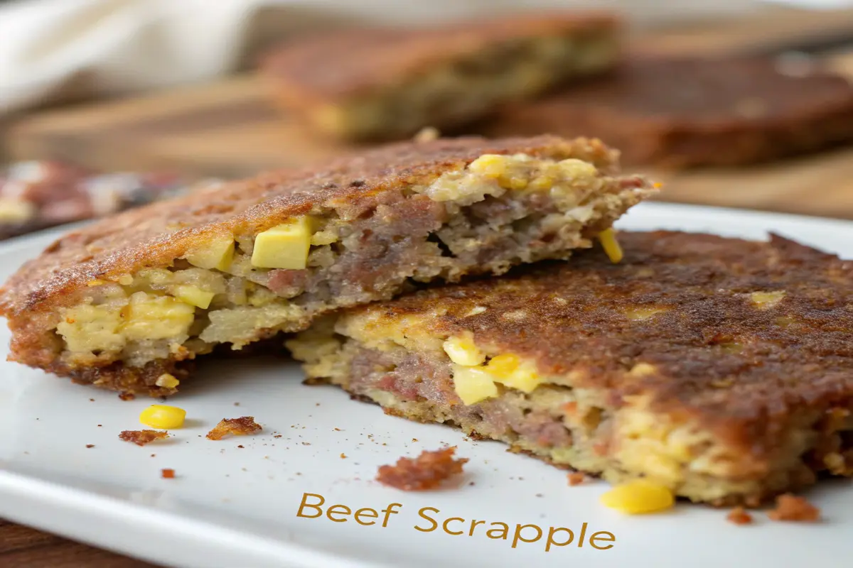 Beef scrapple served with eggs and toast