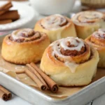 Delicious cinnamon rolls topped with creamy frosting